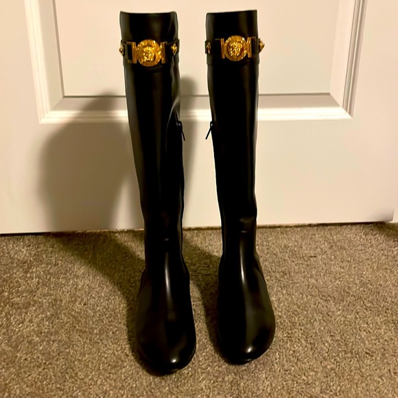Versace Black Leather Boots size 6 - Picture 1 of 2